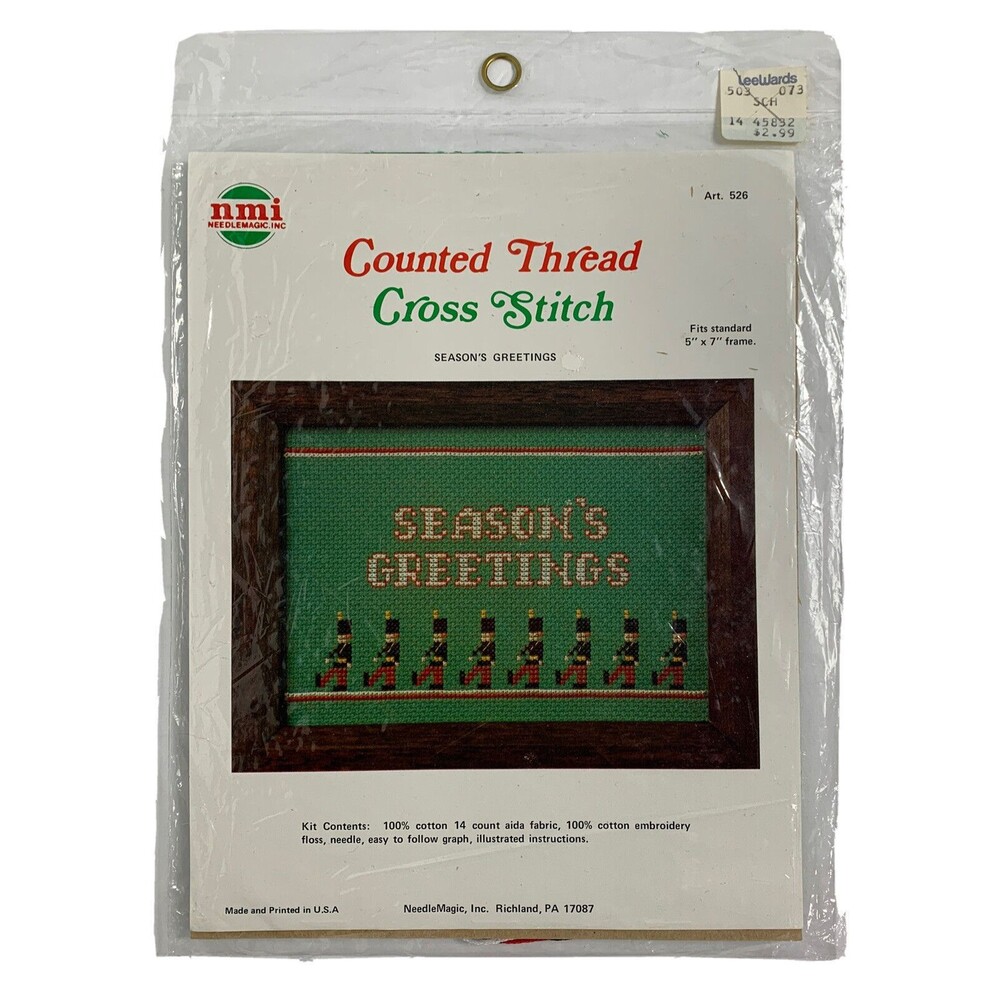 Needle Magic Counted Cross Stitch Kit Holiday SEASONS GREETINGS Toy Soldiers VTG